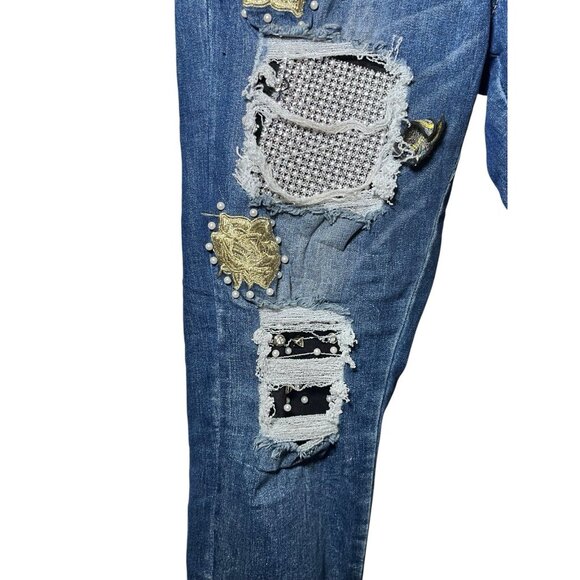 Bella Made In Italy Patchwork Jeans 31 Inch Waist - Picture 7 of 14